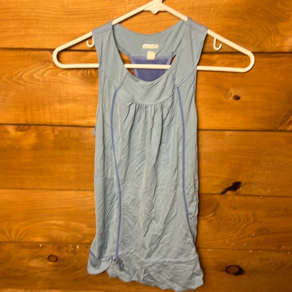 Lululemon Stripe Tank Top Women's 6 Round Neck Racerback Bungee Cord Hem workout